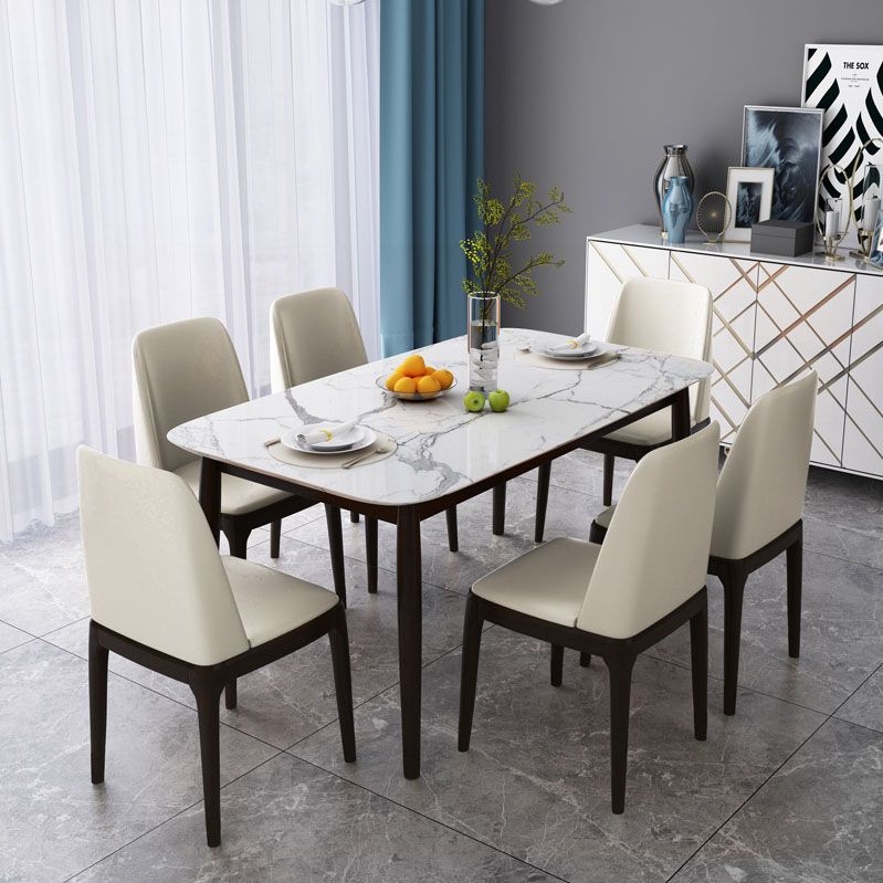 Silla de comedor de madera de goma industrial para acabado mate de cuero silla lateral (juego de 2)