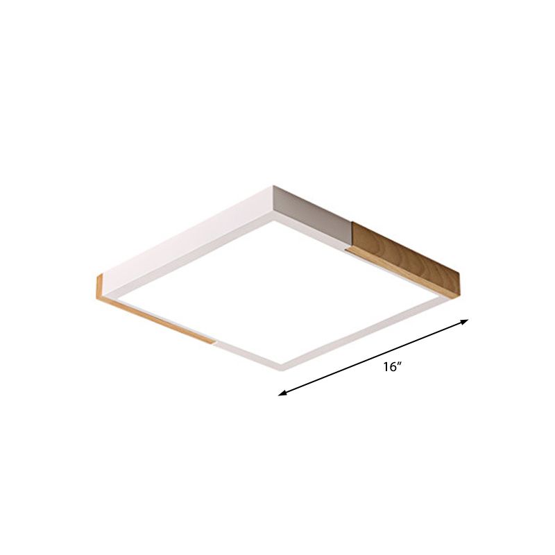 Gesplitst vierkant inbouwlicht Scandinavisch metaal Groen/wit/zwart-hout LED-plafondverlichting in wit/warm/3 kleuren licht, 16"/19,5" breed