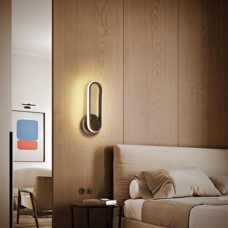 Modern Creative LED Rotatable Wall Lamp Wrought Iron Oblong Wall Sconce with Silicone Shade