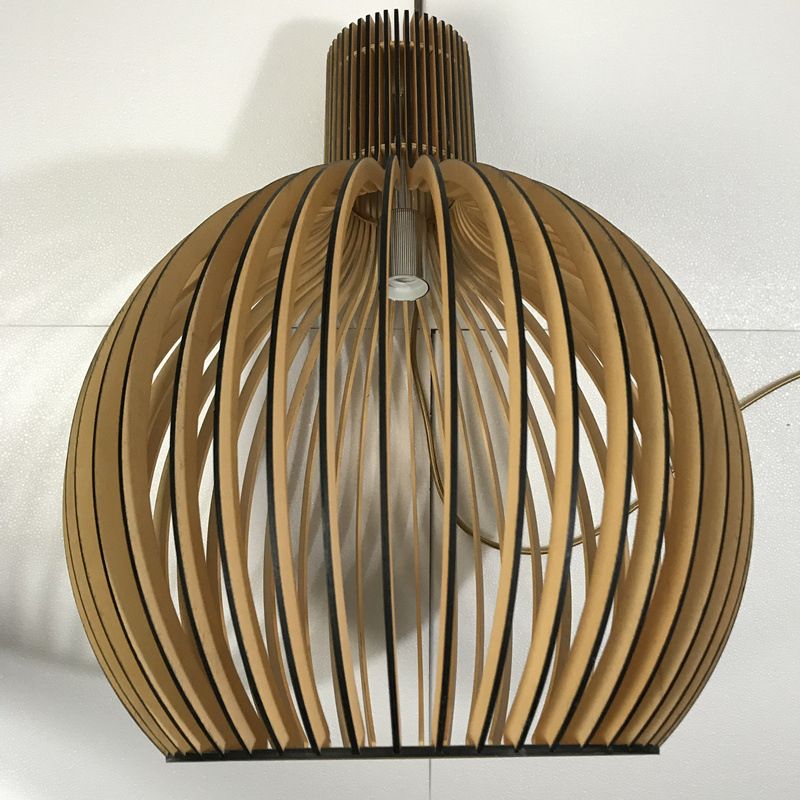 Forme de cage d'oiseau en bois massif Lumières suspendues de style moderne 1 lumière suspendue Lumière pour chambre à coucher