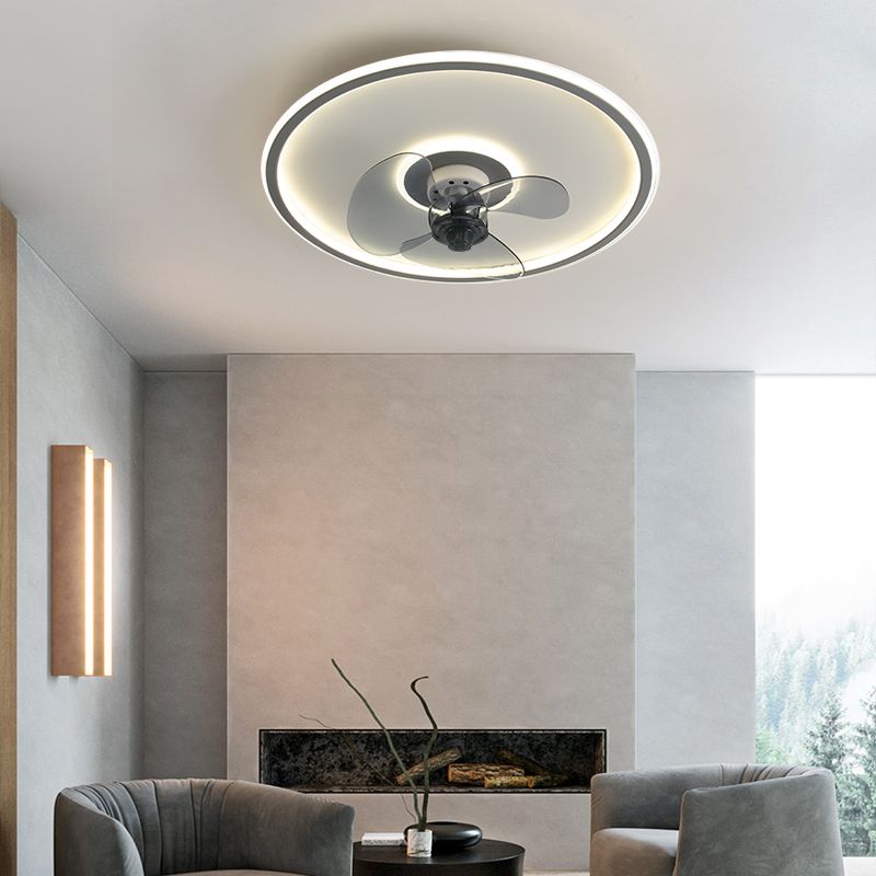 Round Shape Metal Ceiling Fans Modern Style Single Light Ceiling Lamp
