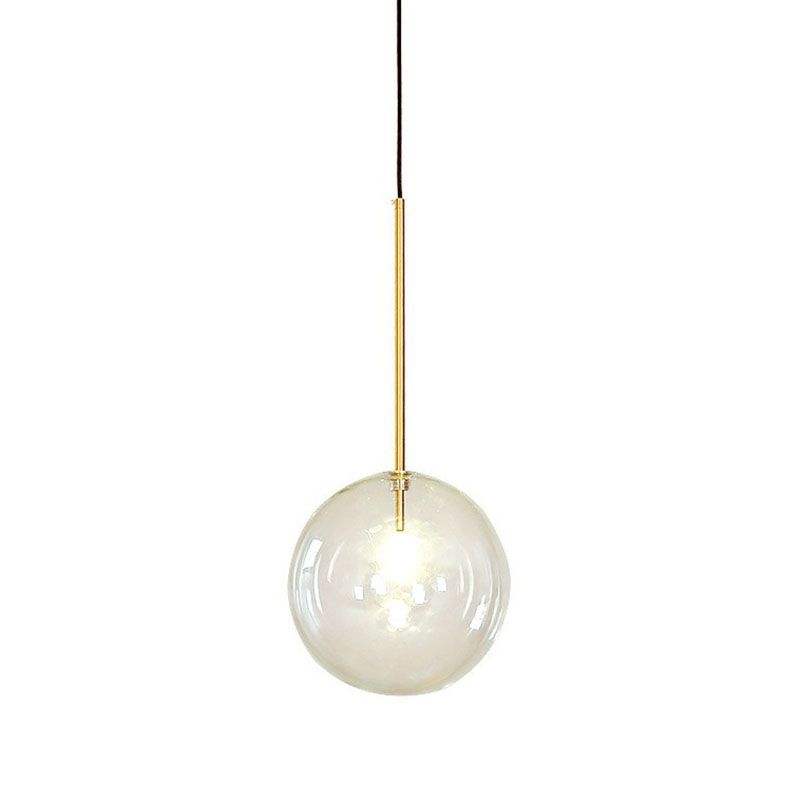 Hand-Blown Glass Globe Hanging Lamp Minimalism 1 Light Gold Finish Ceiling Pendant