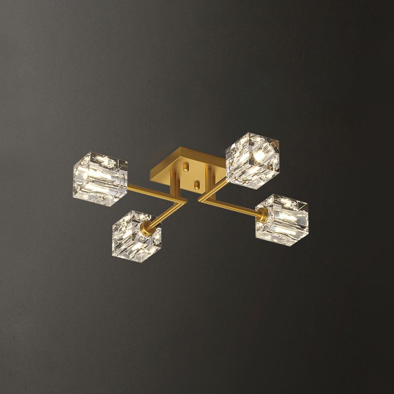 Sputnik Living Room Semi Flush Light Fixture Crystal Modern Semi-Flush Ceiling Light
