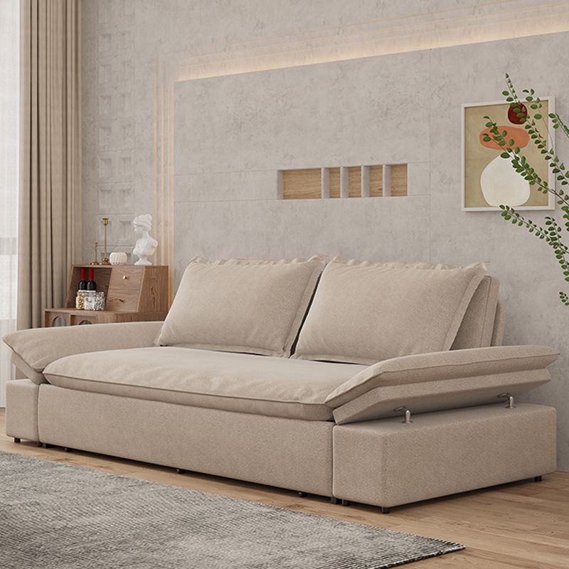 Beige Faux leather Sleeper Sofa 32.28" Wide Sofa Bed with Detachable Mattress