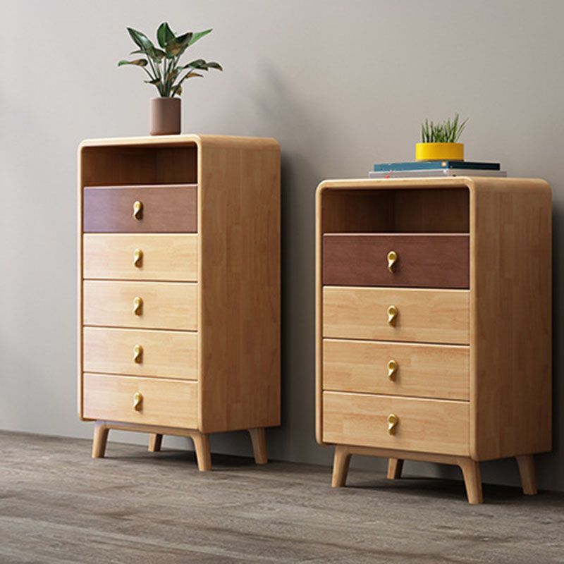 Glam Rubber Wood Storage Chest Bedroom Vertical Chest with Drawers
