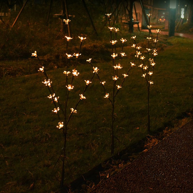 Cherry Blossom Solar Landscape Light Artistic Plastic Courtyard LED Stake Lighting