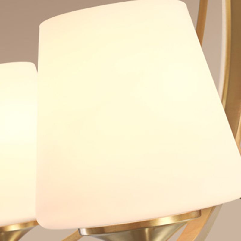 Copper Chandelier Light Fixtures American Style Multi-Head Bell Suspension Lamps for Living Room
