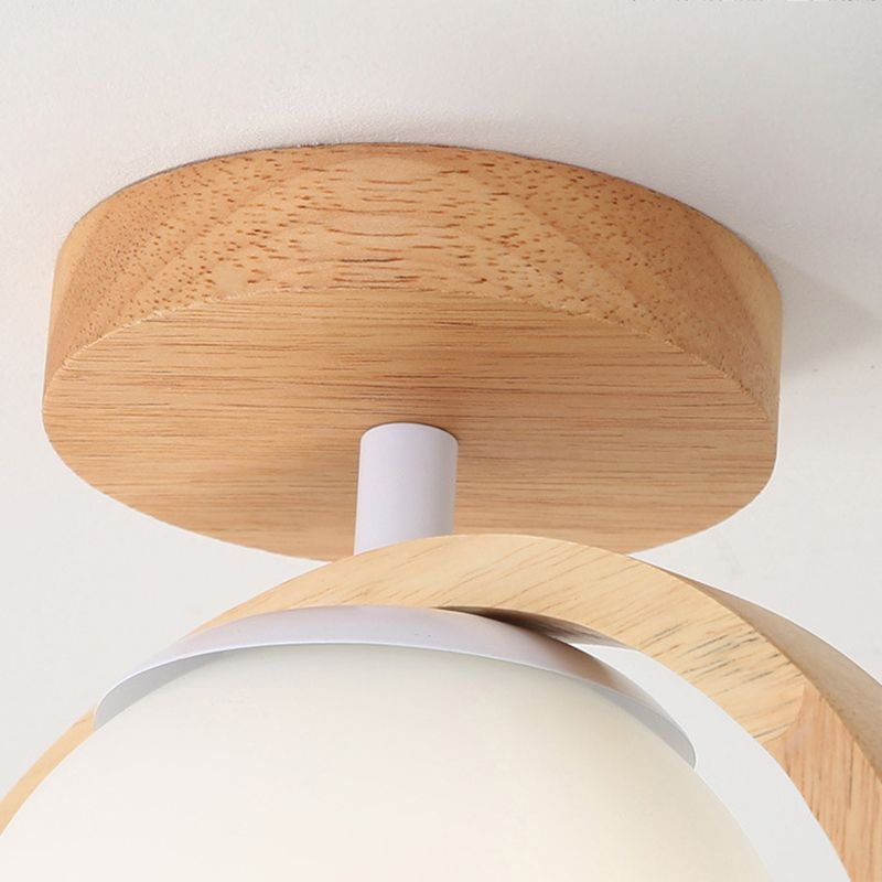Log Color Globe da incasso in stile moderno e conciso, apparecchio da soffitto per interni in legno con paralume in vetro