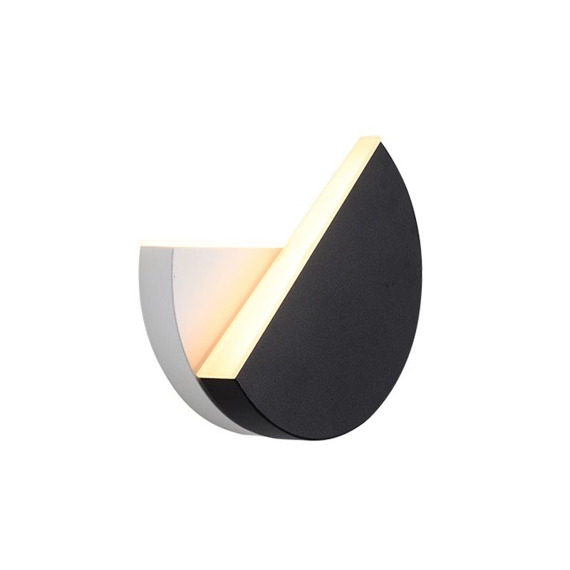 Modernism Double Semicircle Wall Mount Light Metal LED Bedroom Wall Lamp Sconce in Black and White