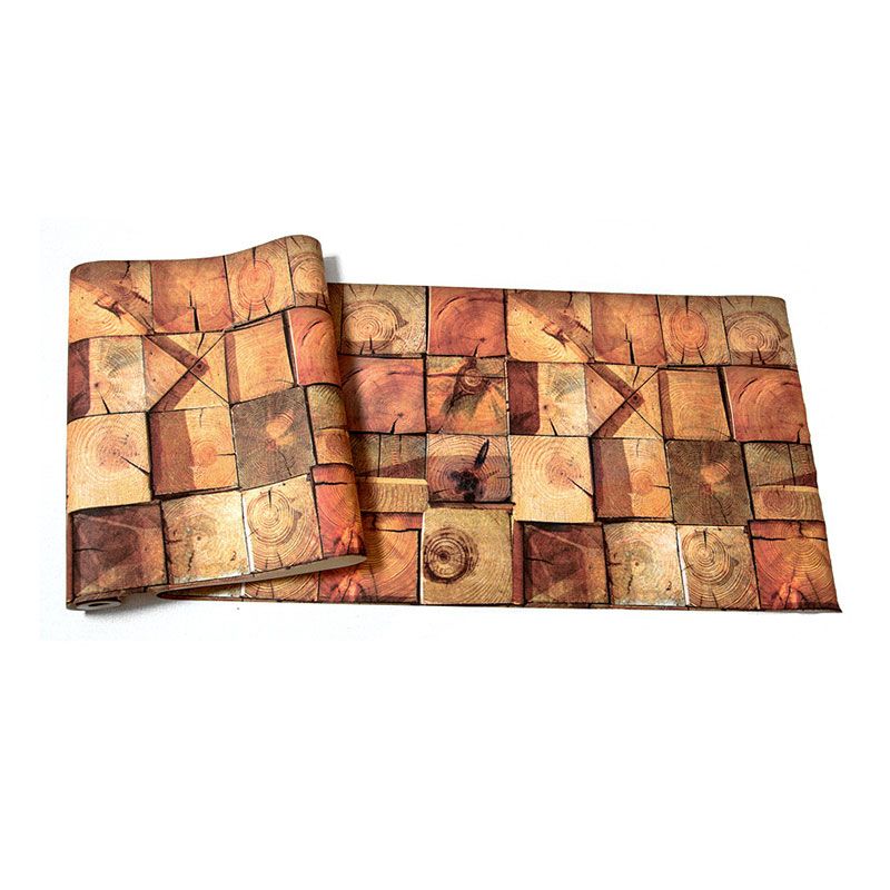 Plaster Faux Wood Effect Wallpaper in Pastel Yellow, Decorative Wall Covering 20.5" by 33'