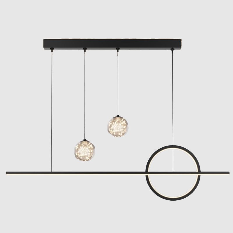 Black Linear LED Island Light in Modern Minimalist 4-Light Acrylic Pendant Light