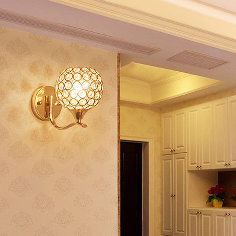 Gouden kristallen kogelwand SCONCE LICHTING Minimalistisch 1-licht muur gemonteerd licht voor woonkamer