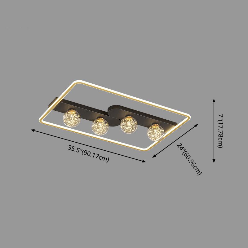 Lámpara de techo minimalista LED de metal con montaje empotrado geométrico de oro negro para sala de estar