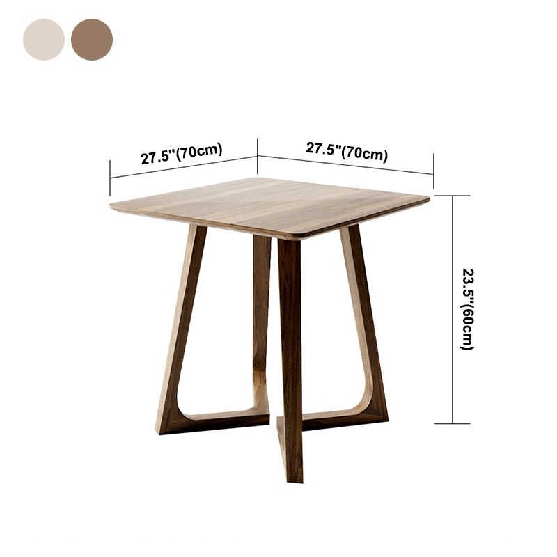 Square Wood Color Dining Table Solid Wood Table Industrial with Double Pedestal
