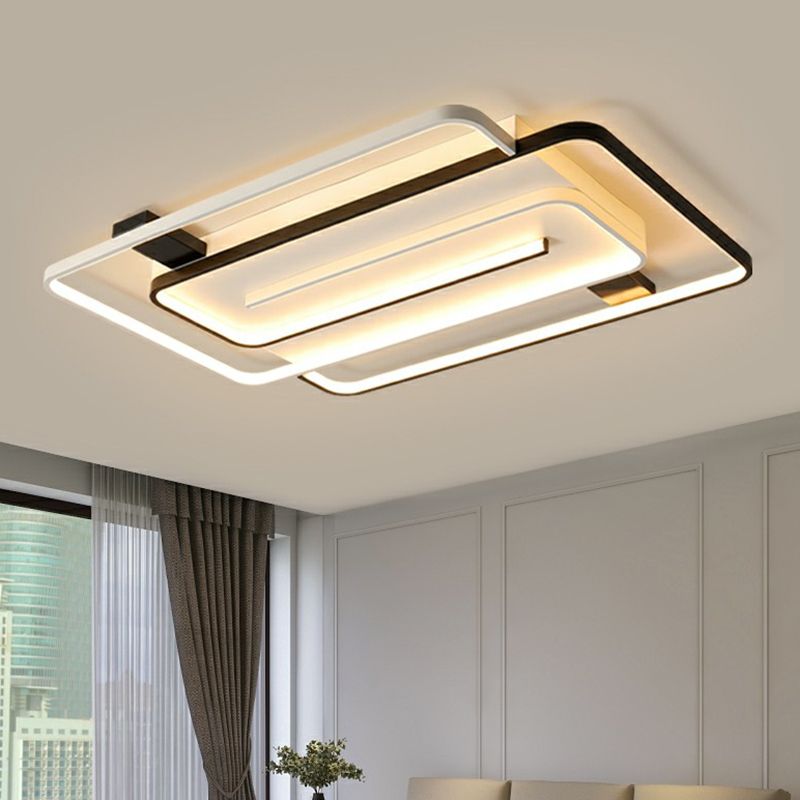 Acryl rechthoekige LED-inbouwlamp Eenvoud Zwart-wit plafondmontagelamp