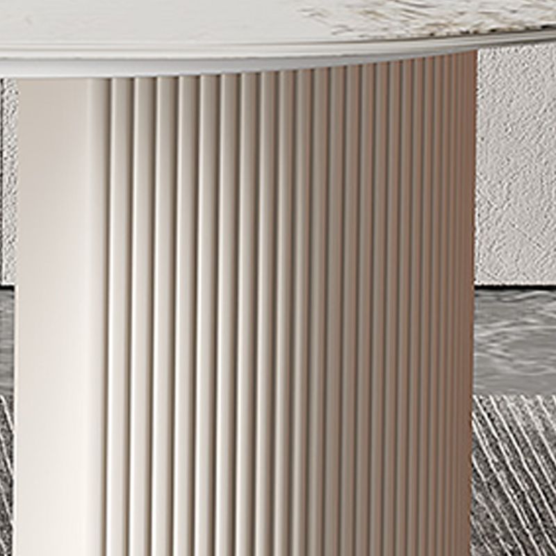 Modern Double Pedestal Table Oval Dining Table for Home Kitchen