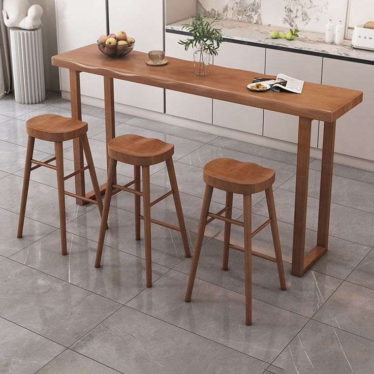 Brown Counter Height Stools Solid Wood Counter Bar Stool for Restaurant