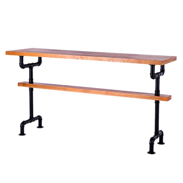 Industrial Rectangle Solid Wood Bar Table Set 1/7 Pieces Counter Table with High Stools
