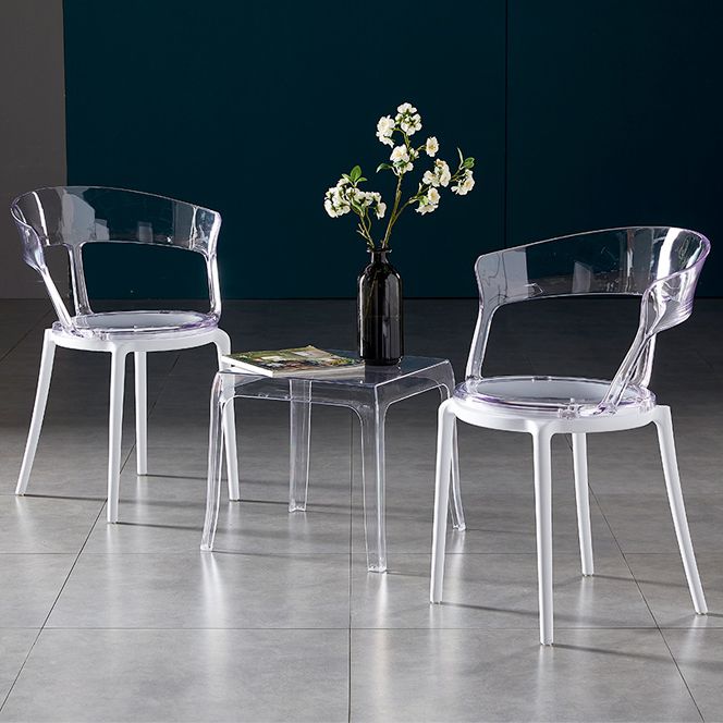 Contemporary Plastic Restaurant Side Chair Clear Open Back Dining Chair