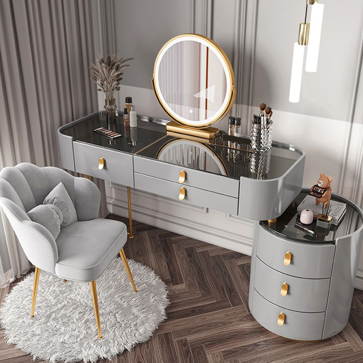 Lighted Mirror Makeup Vanity Desk Storage Box Makeup Vanity Set with Drawer