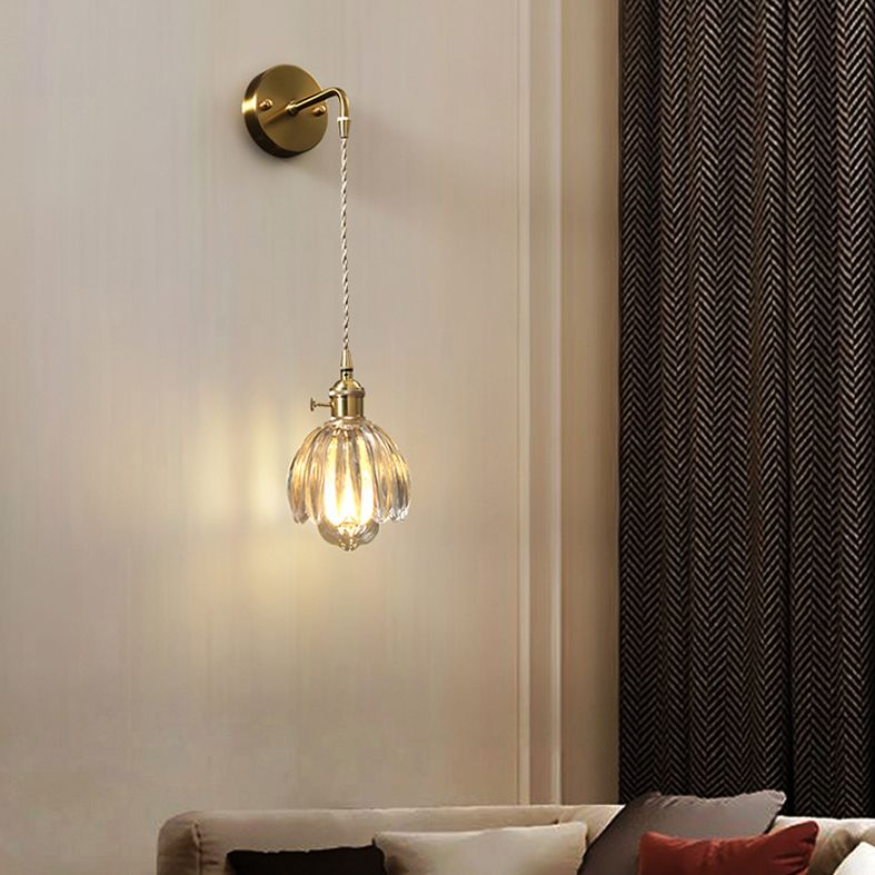 Accesorio de luz montado en la pared de vidrio sombreado estilo minimalista de iluminación de pared transparente