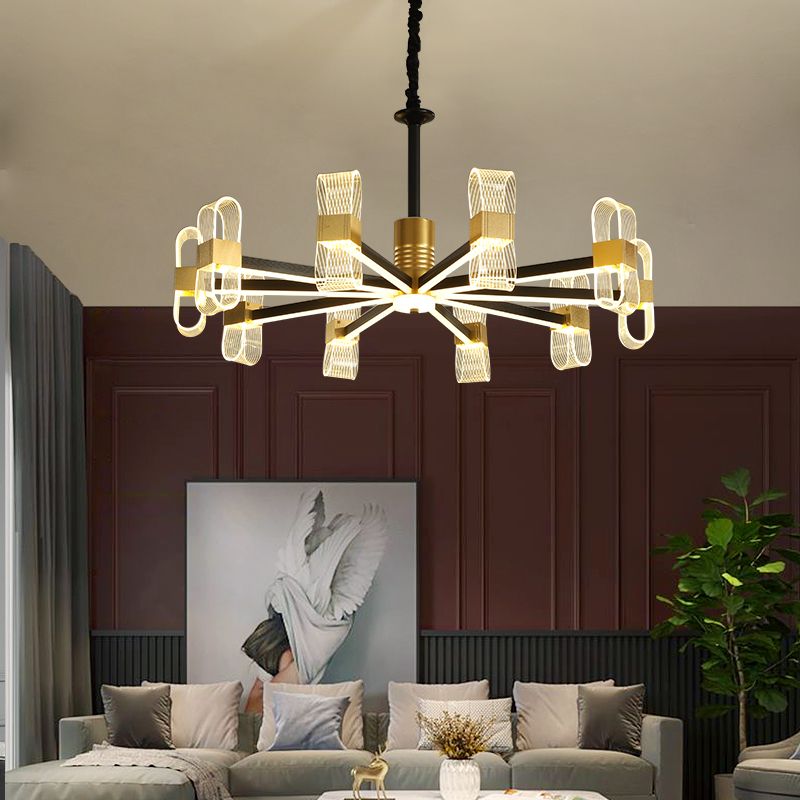 Modern LED Hanging Chandelier Clear Acrylic Shade for Living Room Dining Room