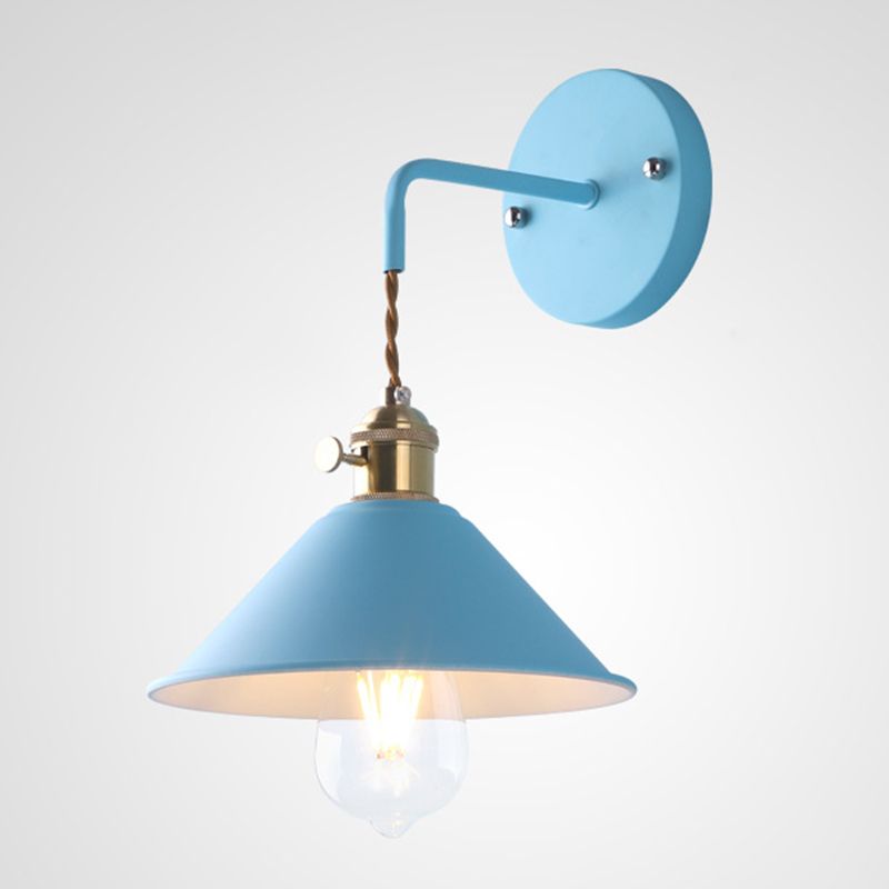 Industrial Cone Wall Light Matte Black Single Metallic for Hallway