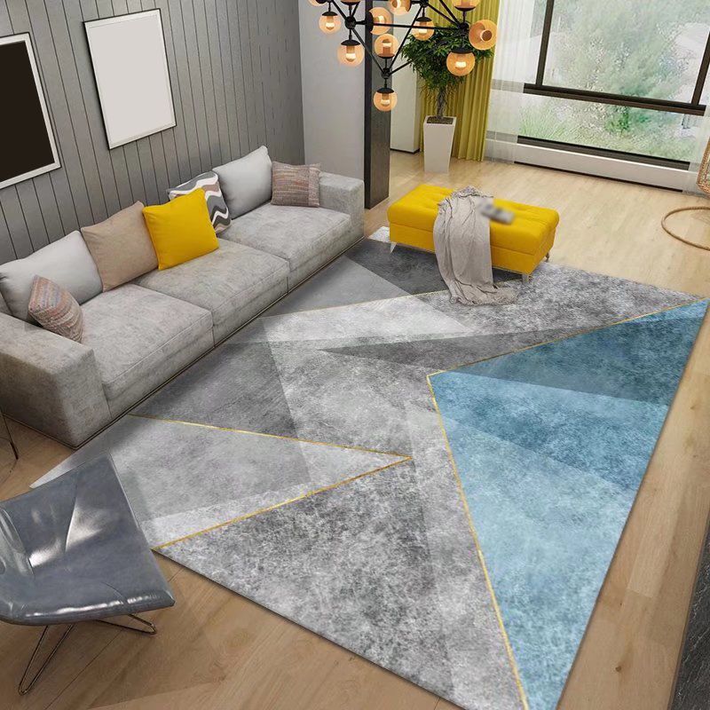 Gray Modern Carpet Polyester Graphic Carpet Washable Carpet for Living Room