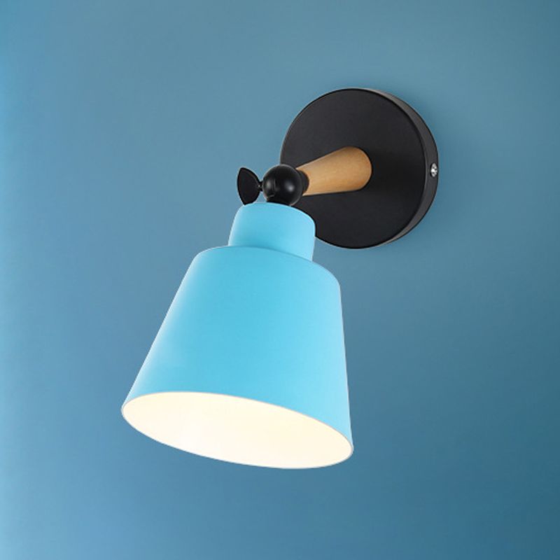 Macaron Loft Bucket Sconce Light Rotatable One Head Metal Wall Lamp for Restaurant Hotel