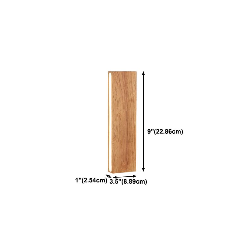 Rectangle Shape Wall Lighting Modern Style Wood 1 Light Sconce Lamp for Living Room