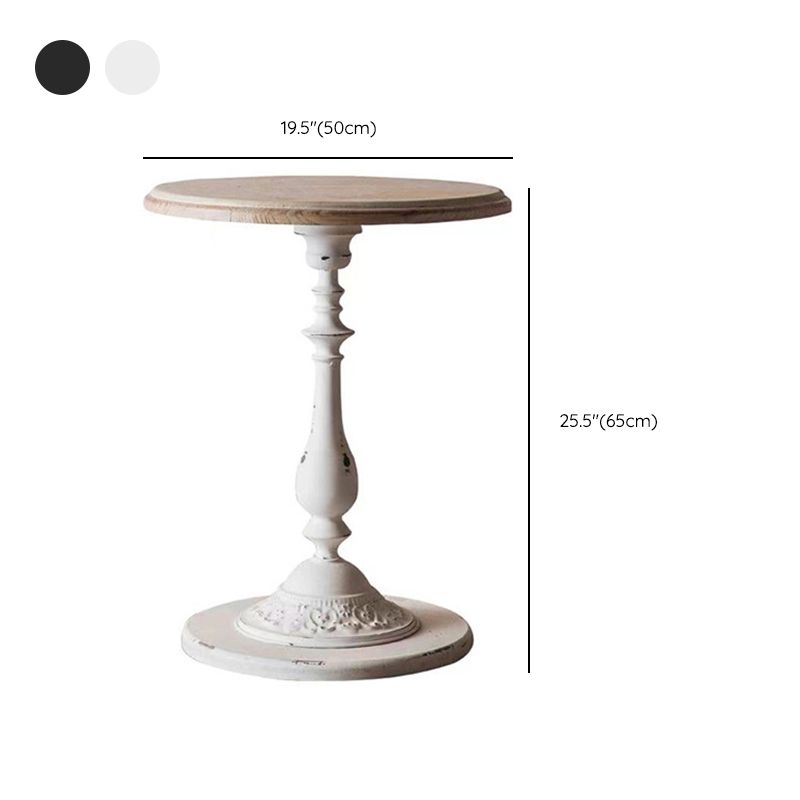 Round Pedestal Side Table French Rustic Side End Snack Table