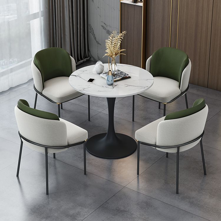 Contemporary Stone Dining Set 1/4/5 Pieces Round Dining Table Set with Padded Chairs