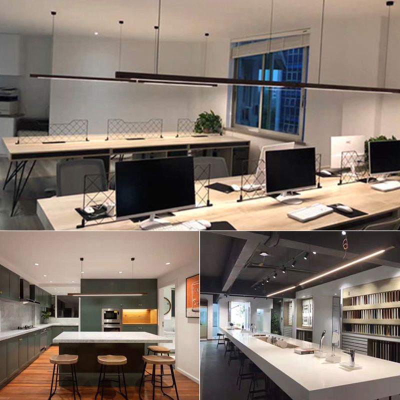 Solid Wood Island Light Modern Style Minimalist Linear Pendant Lamp for Dining Room