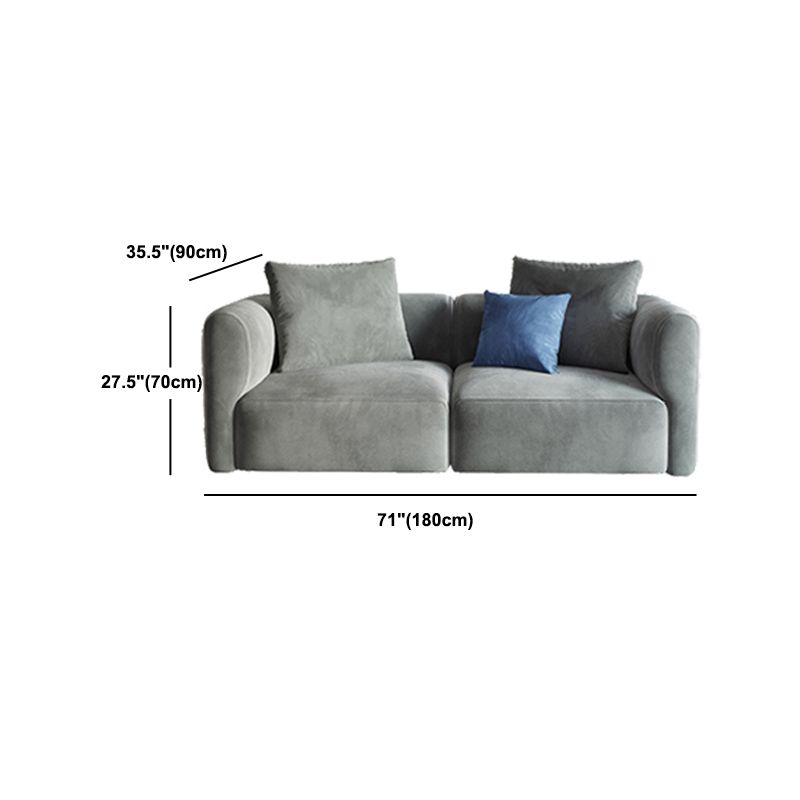 Nordic Style Velvet Sectional 27.56" H Sofa & Chaise in White/Grey