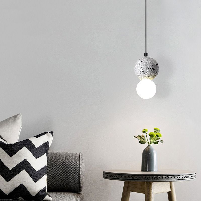 Round Terrazzo Mini Hanging Light Nordic Minimalism Style 1-Light Pendant for Bedside
