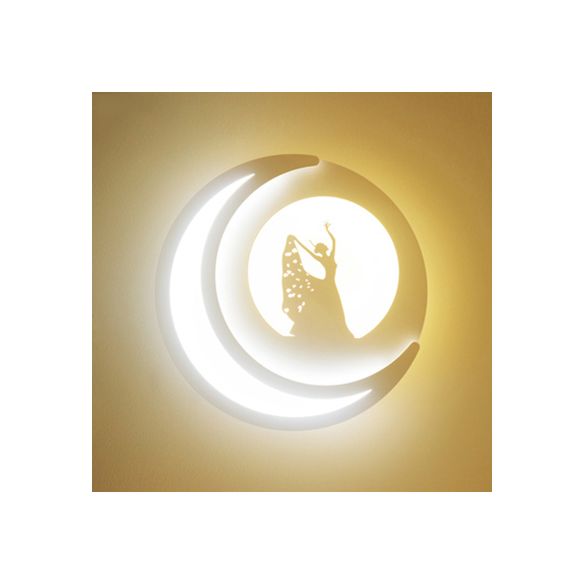 Hedendaags maanwandlicht met cartoonpatroon Acryl LED SCONCE Licht in het wit voor kinderslaapkamer