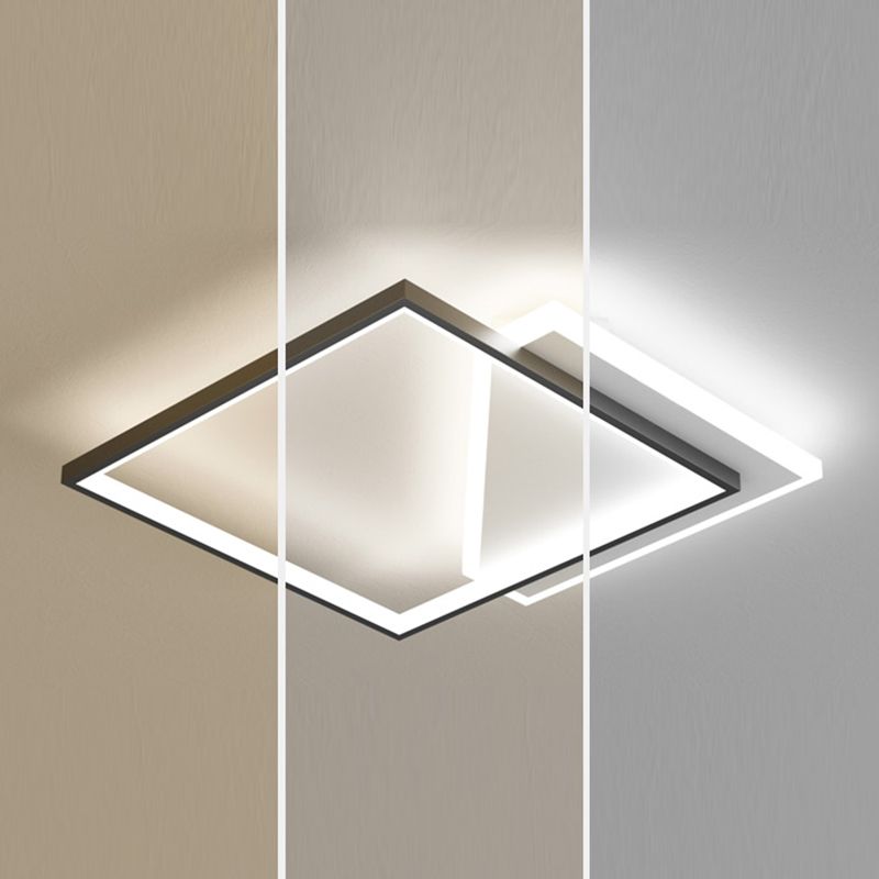 Metal cuadrado de la forma de la luz de techo de color moderno estilo moderno 2 luces de montaje de iluminación en negro