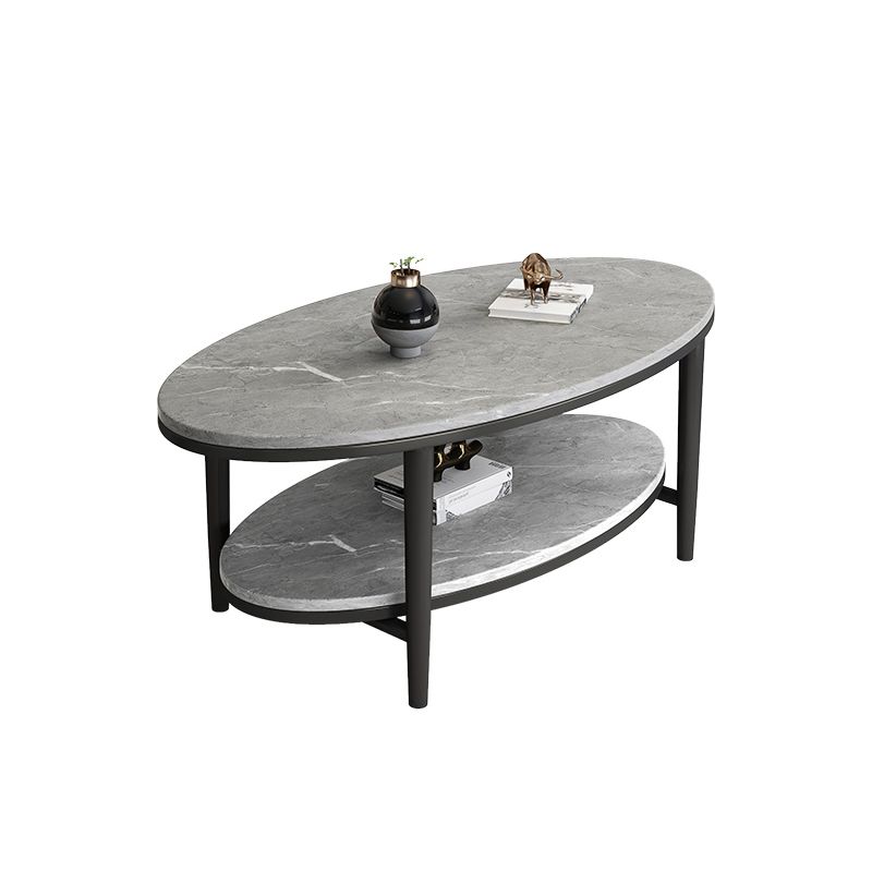 Glam Slate Coffee Cocktail Table Oval Coffee Cocktail Table for Living Room