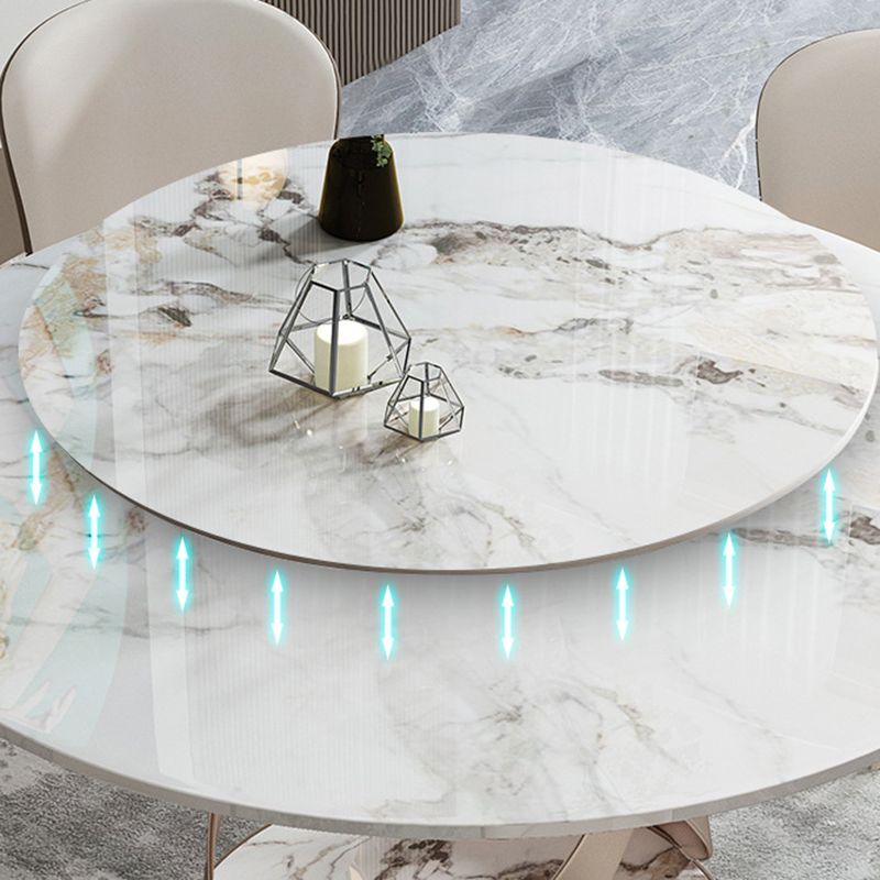 Contemporary Stone Turntable Dining Set Stone 1/2/5/7 Pieces Dining Furniture for Home