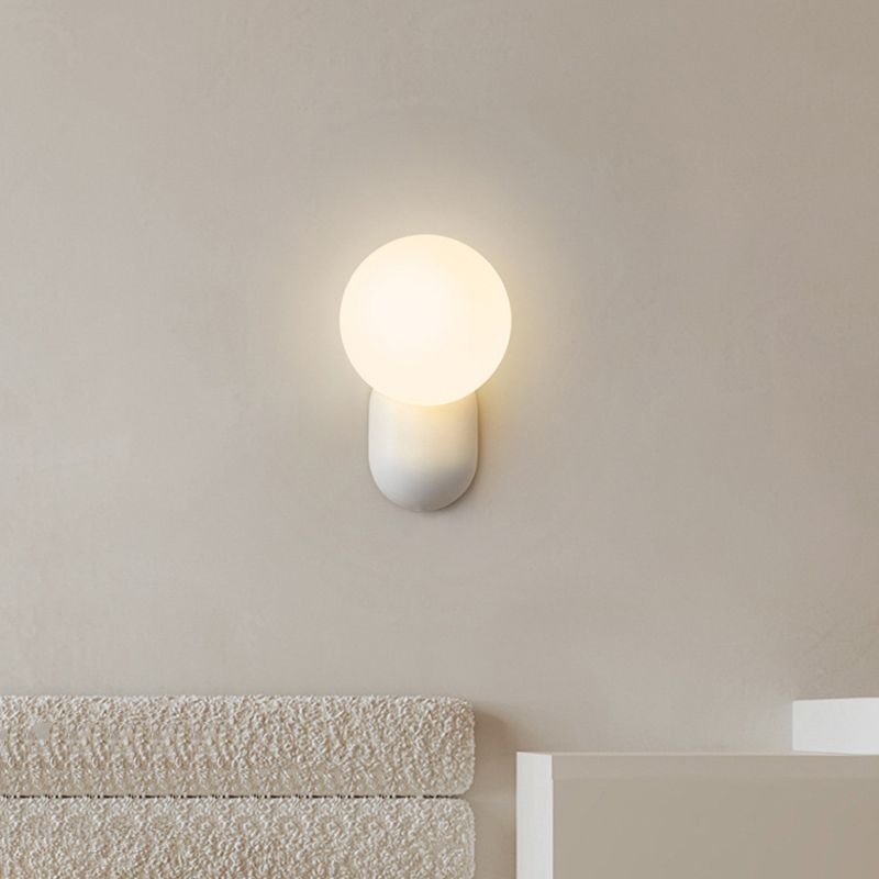 Single Contemporary White Glass Shaded Metallic Wall Mounted for Bedroom