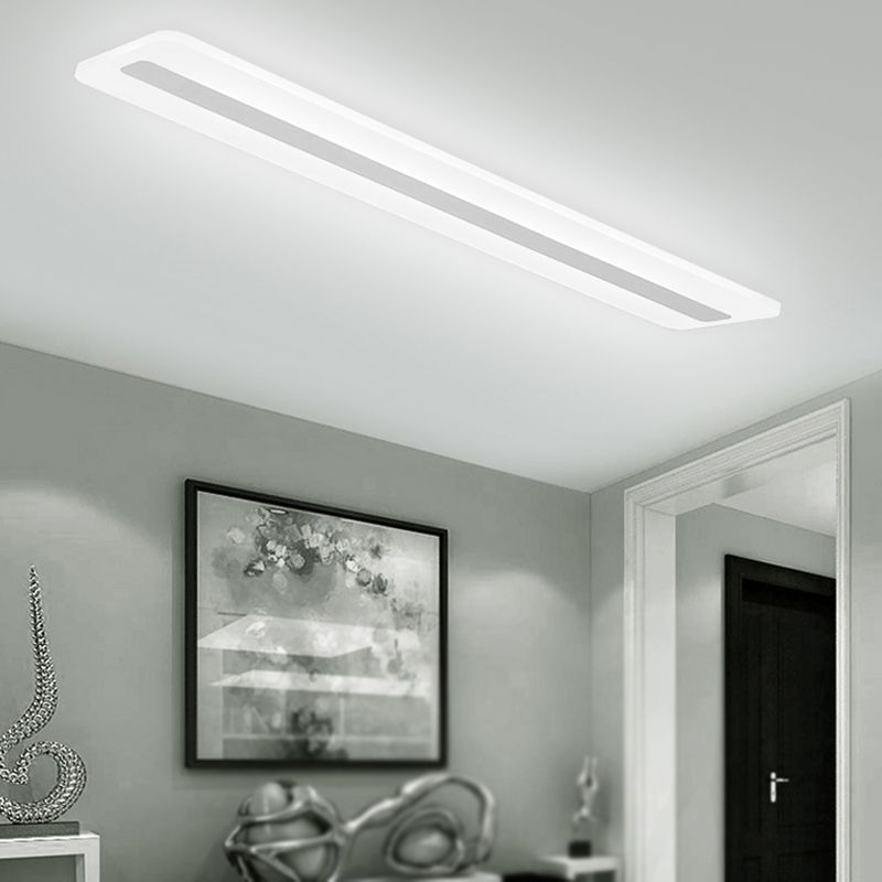 Plafonnier encastré linéaire en métal, plafonnier moderne à 1 lumière, blanc