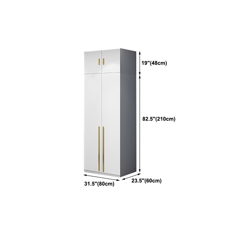 White Colour Wooden Wardrobe Soft Close Door Wardrobe Closet with Garment Rod