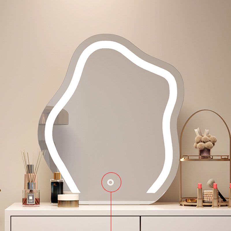 Modern Lighted Mirror Dressing Table Bedroom Makeup Table with Stool Set