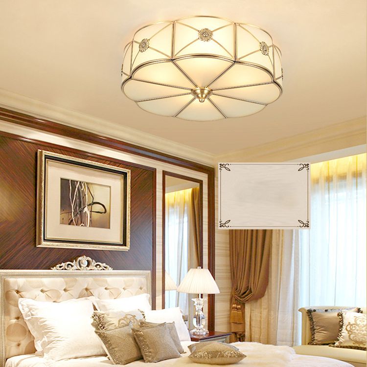 Tambour traditionnel semi-plat Allumage de la crème de crème Verre Semi-Flush Fixation du plafond pour la salle de séjour
