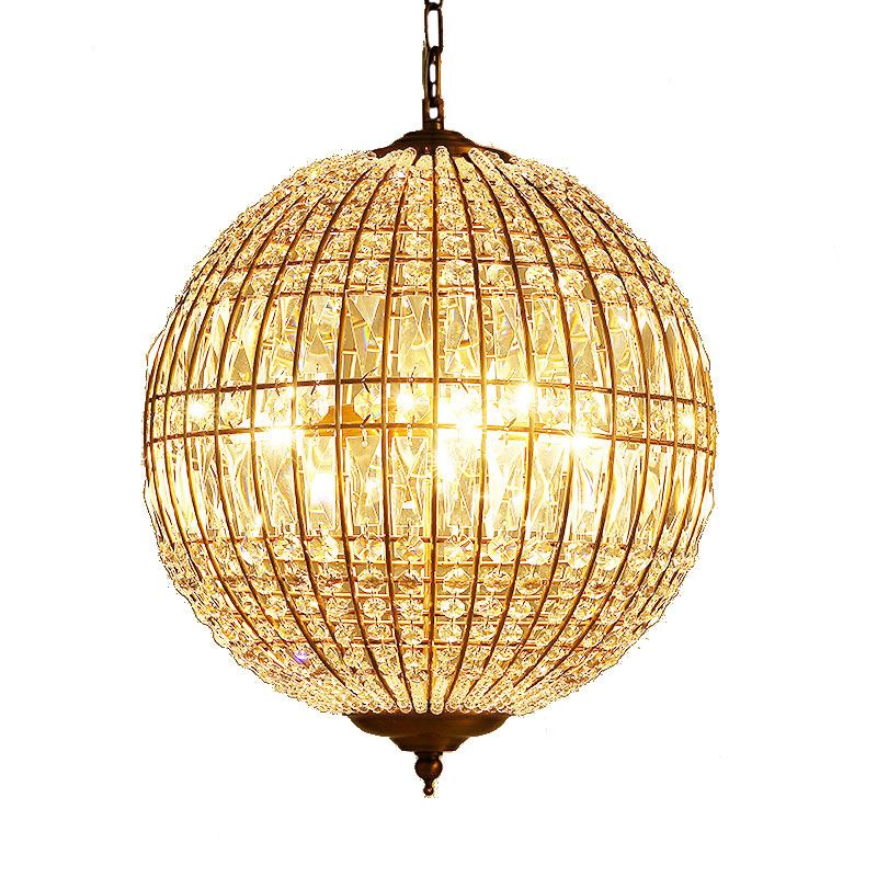 Sphere Dining Room Down Lighting Pendant Classic Clear Crystal Hanging Chandelier
