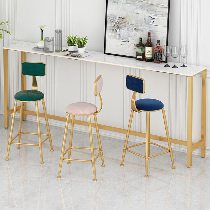 Glam Low Back Living Room Stool Matte Finish Velvet Counter Stool