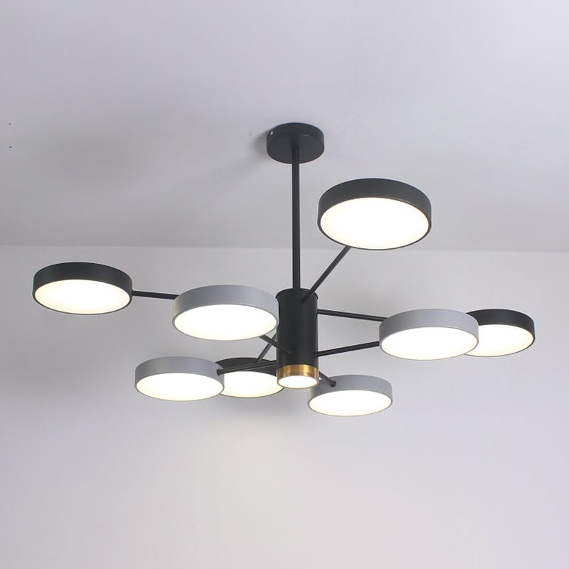 Round Shape Chandelier Modern Macaroon Iron Down Lighting Pendant for Living Room