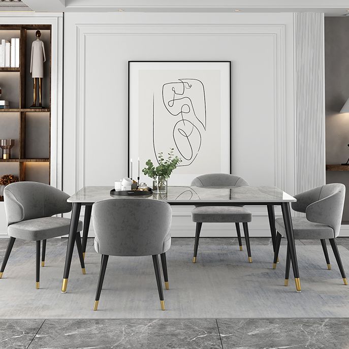 Metal and Stone Table Glam Style Simple Family Rectangular Dining Table
