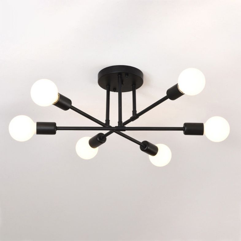 Metal Sputnik Shade Flush Ceiling Light Modern Style 6 Lights Flush Mount Fixture