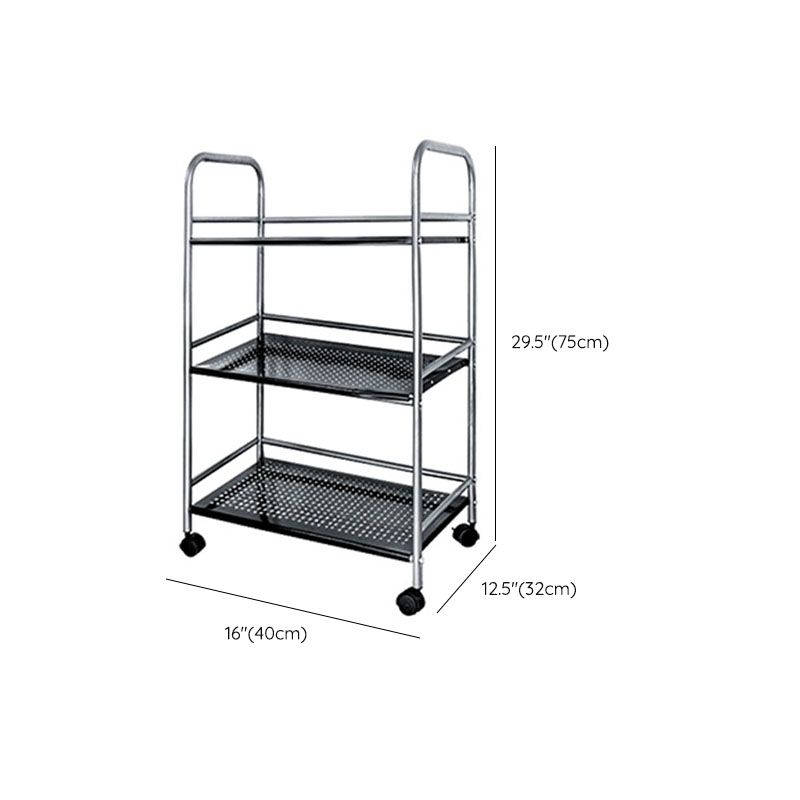 Open Shelves Kitchen Trolley Home Dining Modern Prep Table with Casters